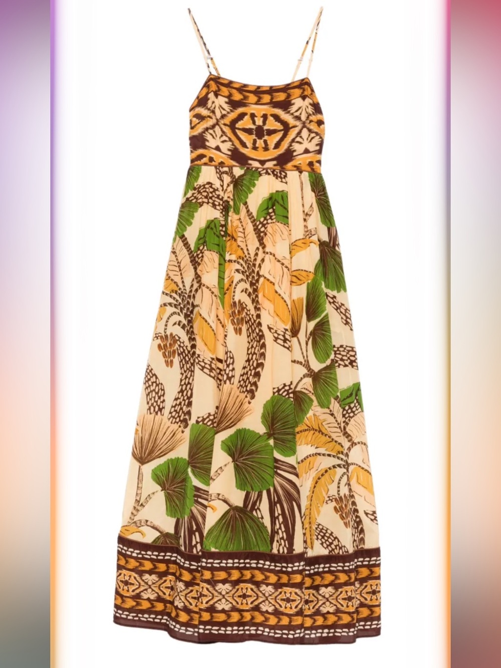 FARM Rio Foliage Sketch Sand Maxi Dress in Green & Cream new NWT size med - Picture 7 of 8